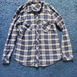 Lovestitch Blue and White Long Sleeve Button Down Shirt
